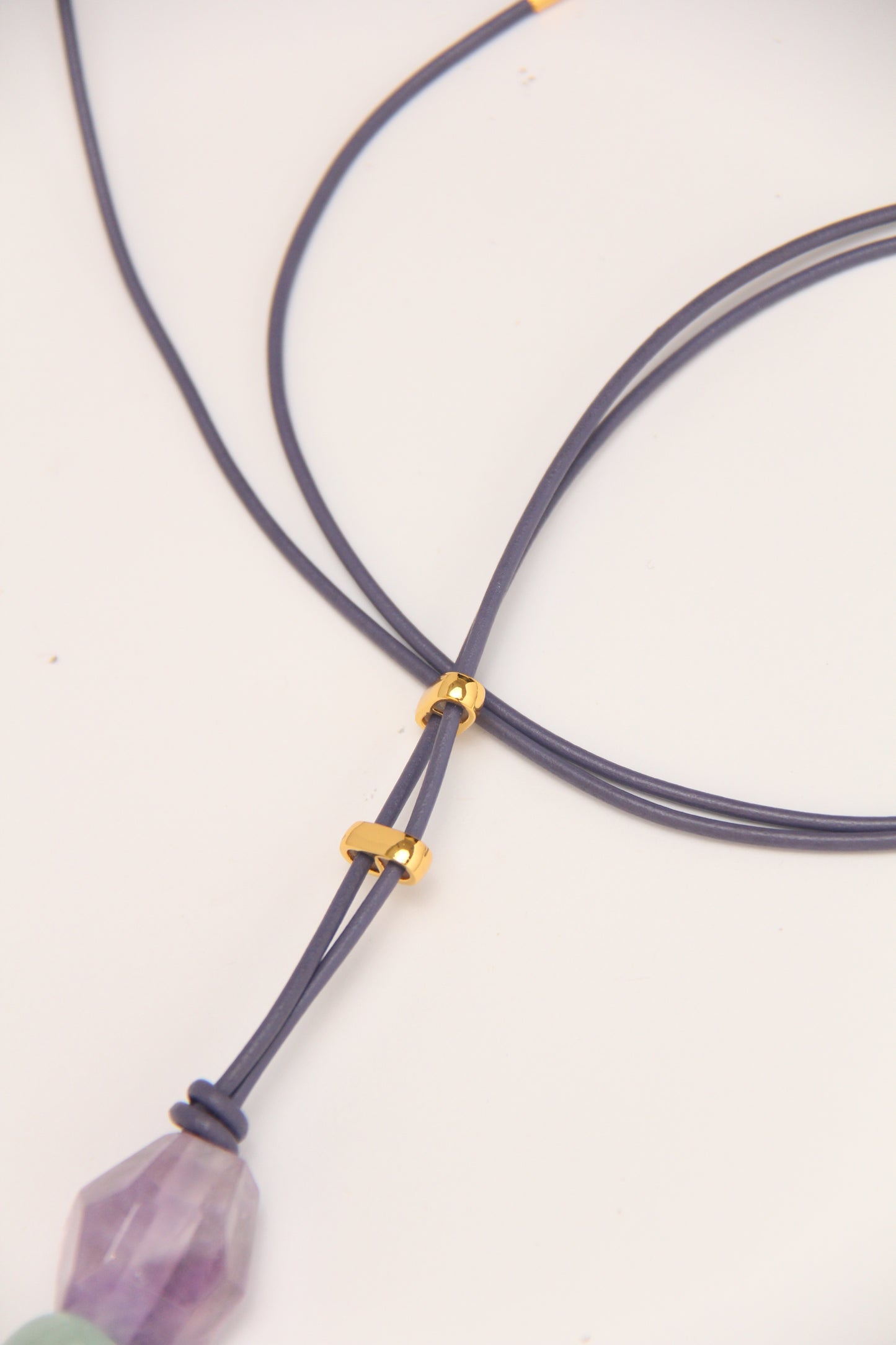 Pendant: amethyst, prehnite, morganite