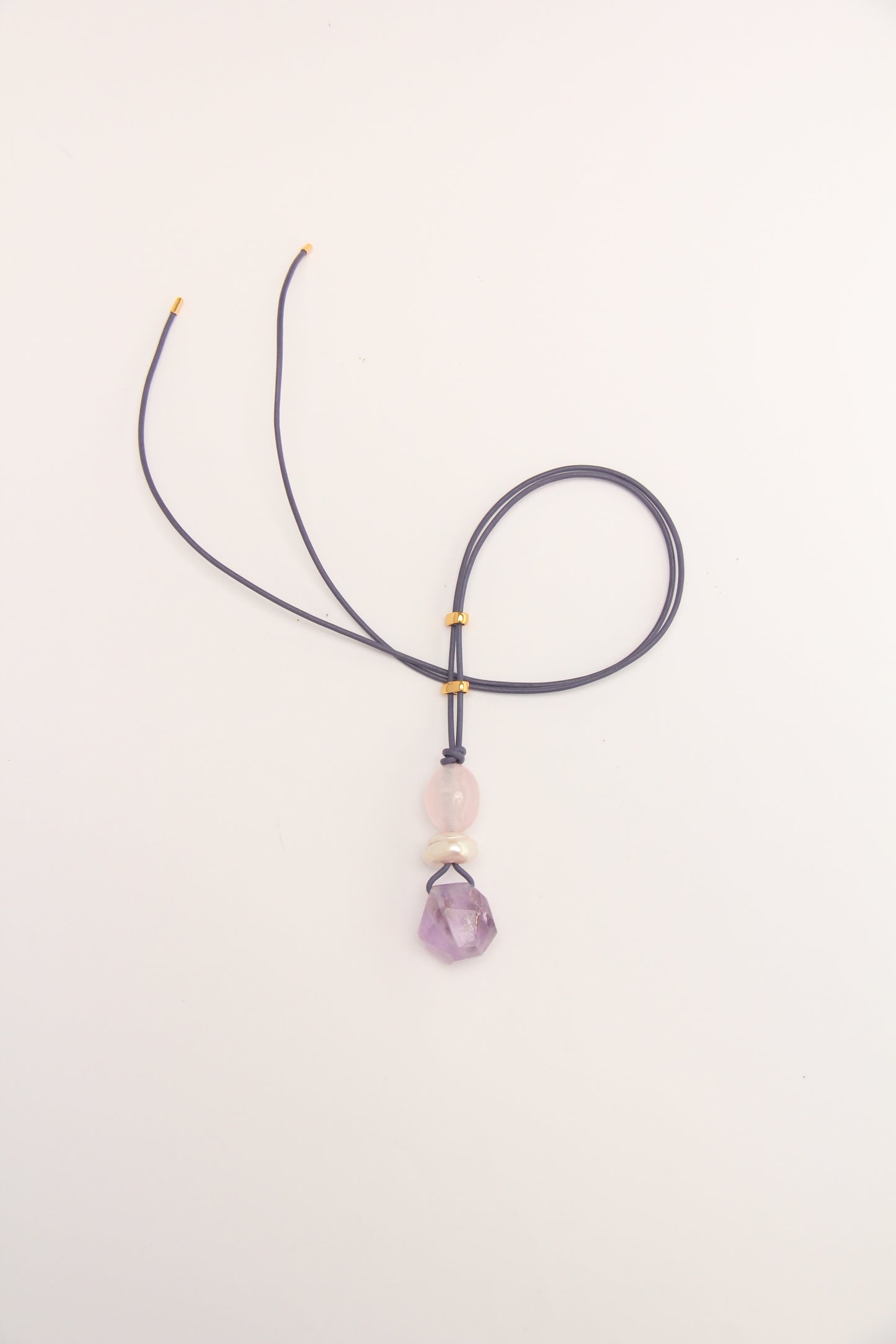 Pendant: rose quartz, pearl, amethsyt