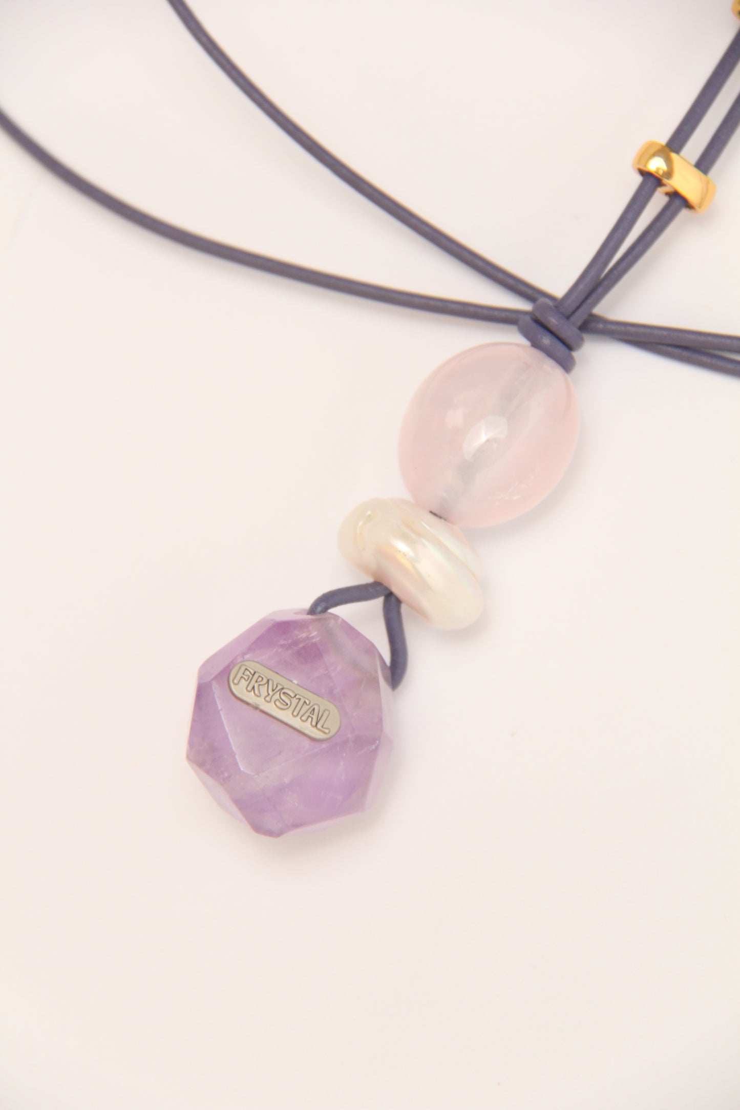 Pendant: rose quartz, pearl, amethsyt