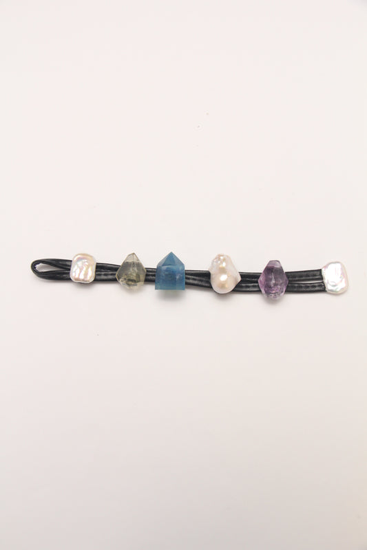 Bracelet: citrine, aquamarine, pearls, amethyst