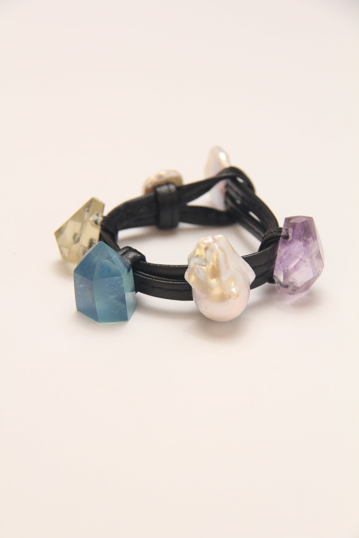 Bracelet: citrine, aquamarine, pearls, amethyst