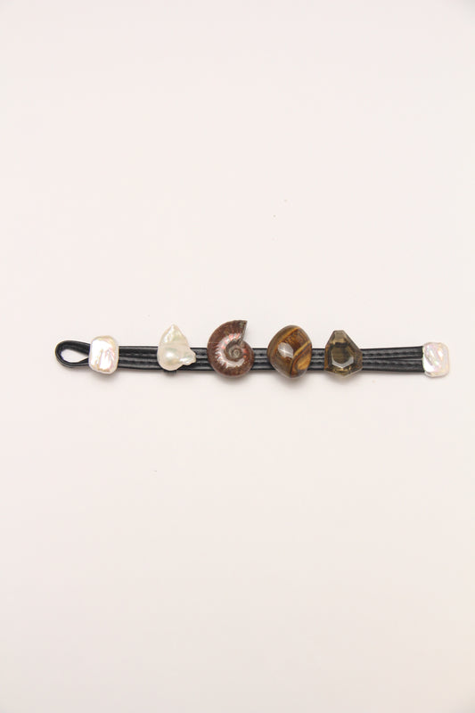 Bracelet: pearls, ammonite, tiger's eye, citrine