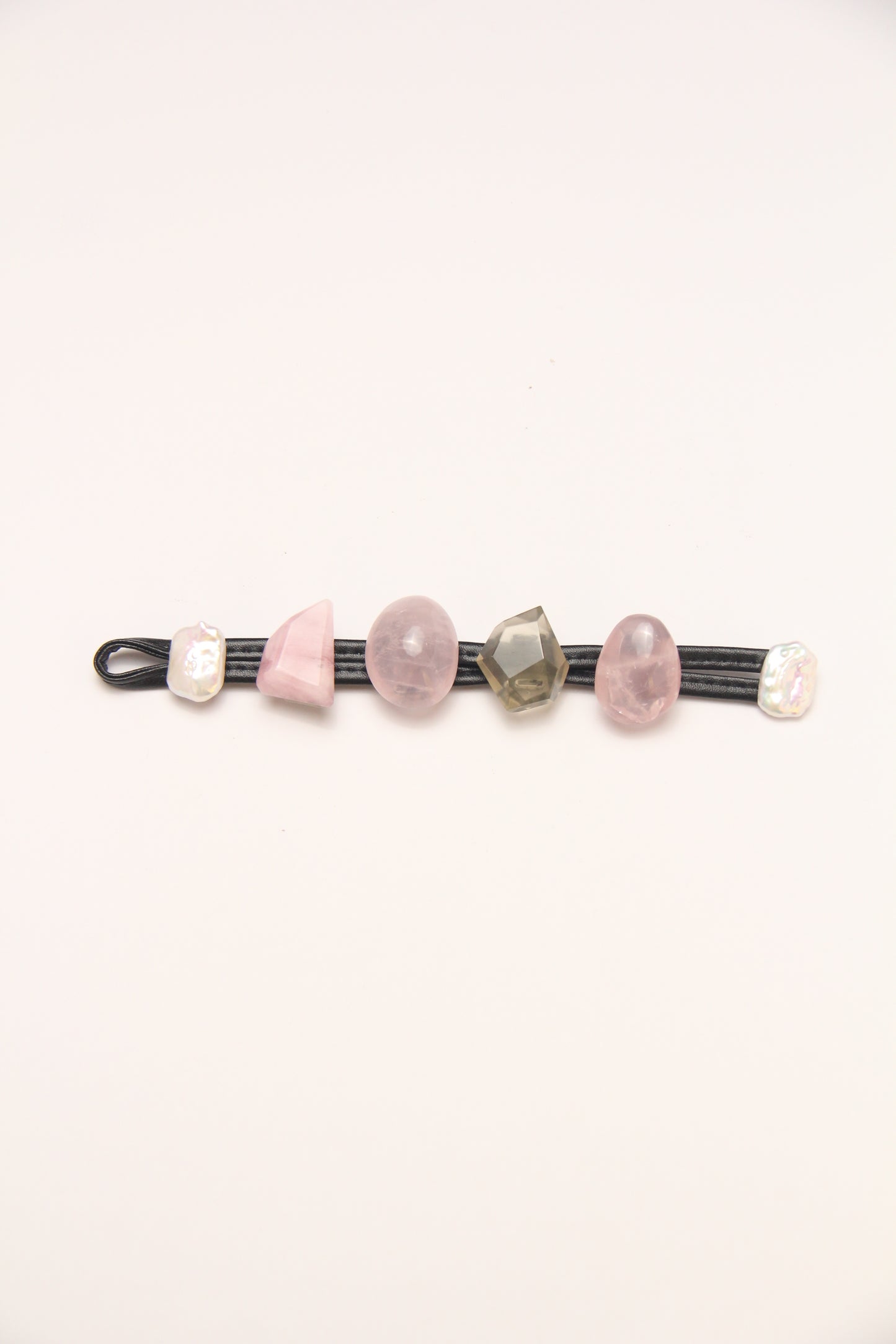 Bracelet: morganite, rose quartz, citrine, pearls