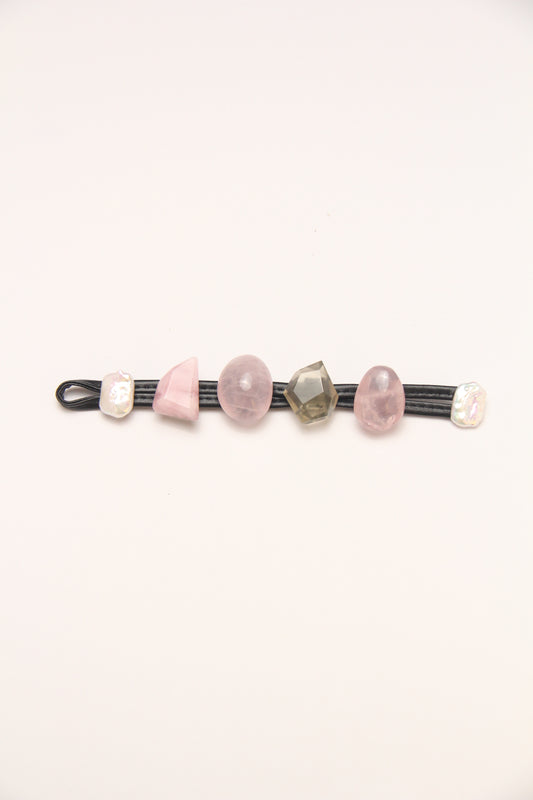 Bracelet: morganite, rose quartz, citrine, pearls
