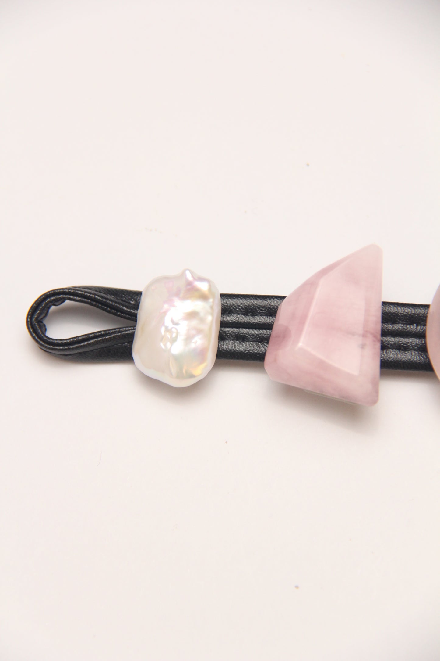 Bracelet: morganite, rose quartz, citrine, pearls