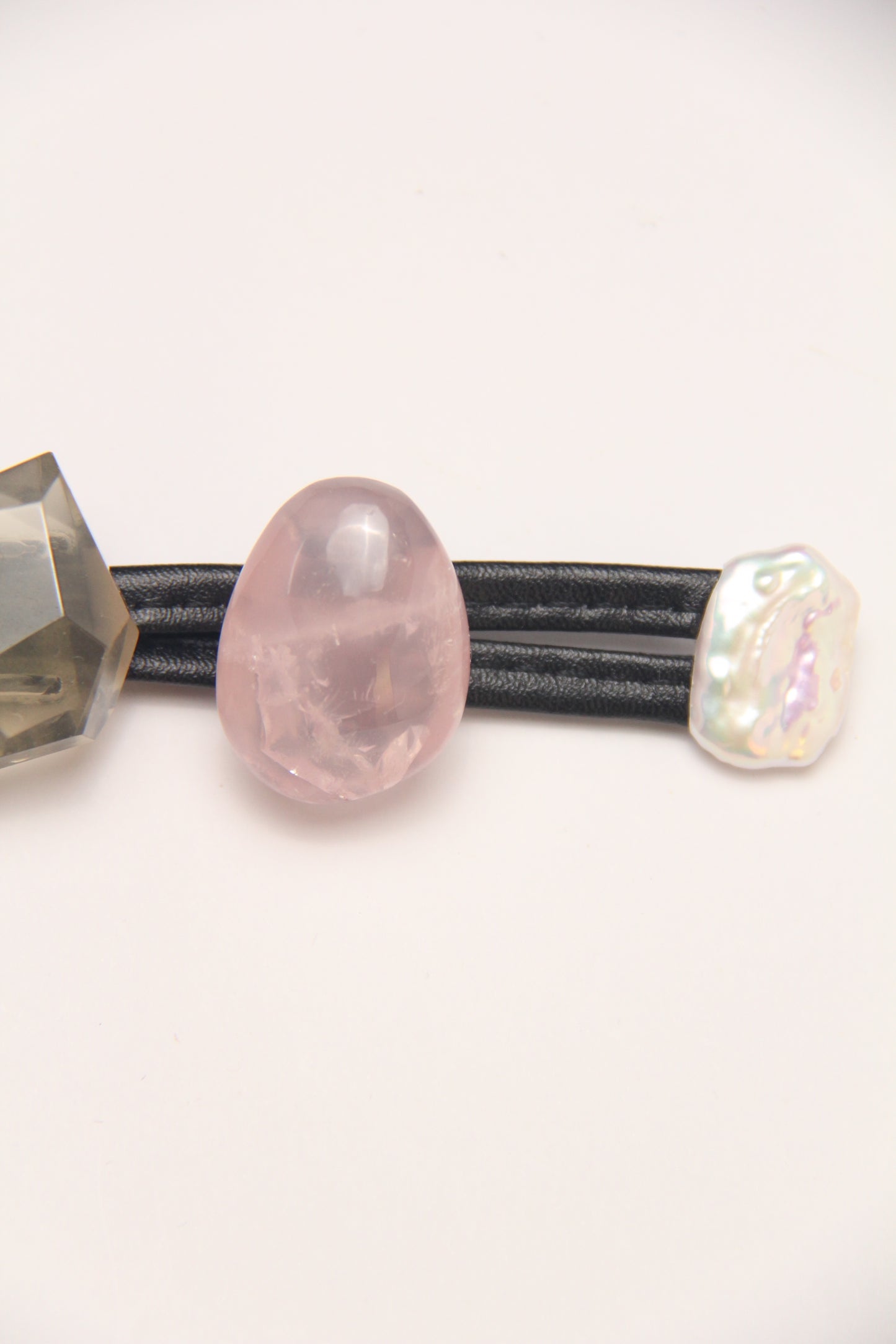 Bracelet: morganite, rose quartz, citrine, pearls