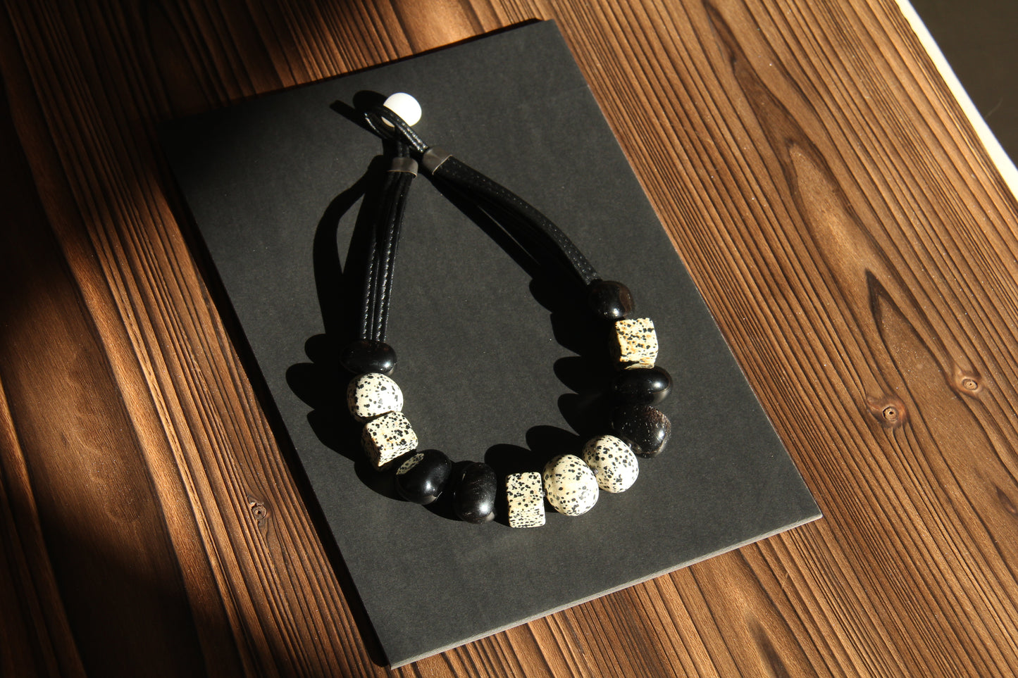 Chunky Crystal Necklace/Chunky Statement Necklace: obsidian, dalmatian jasper stone