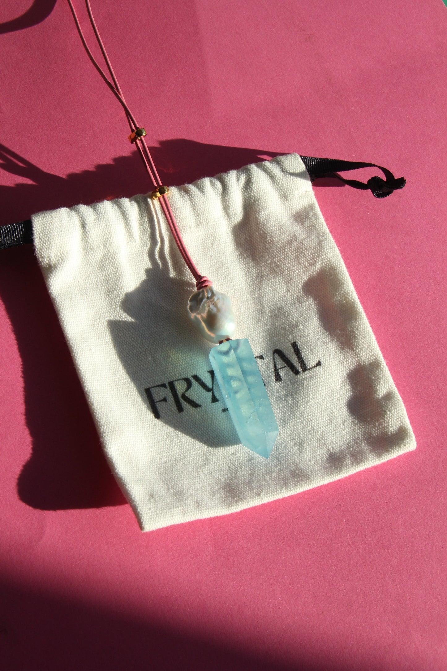 Pendant: aquamarine, pearl