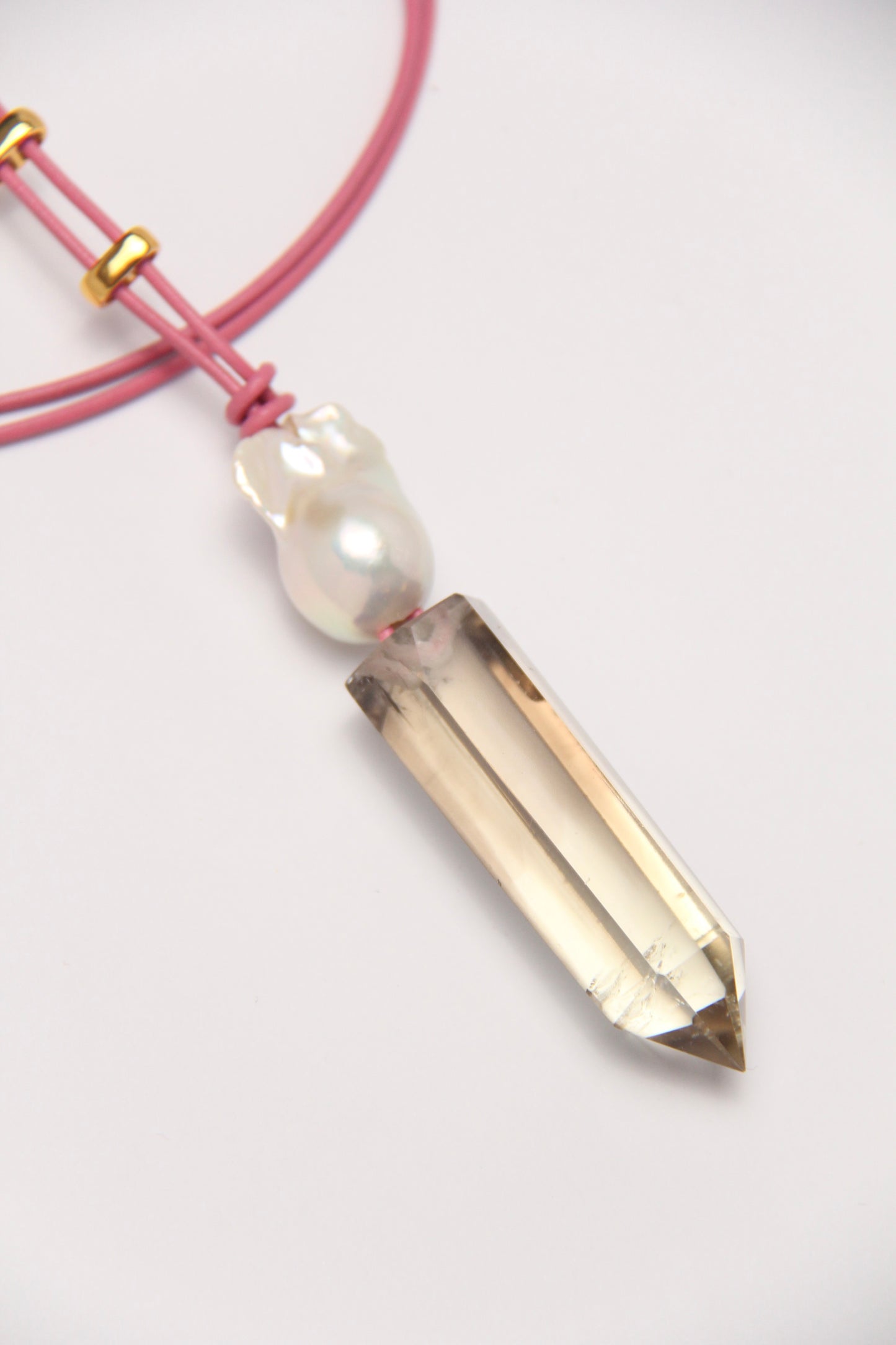 Pendant: citrine, pearl