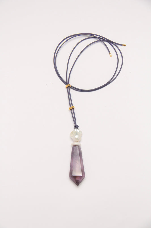 Pendant: amethyst, pearls