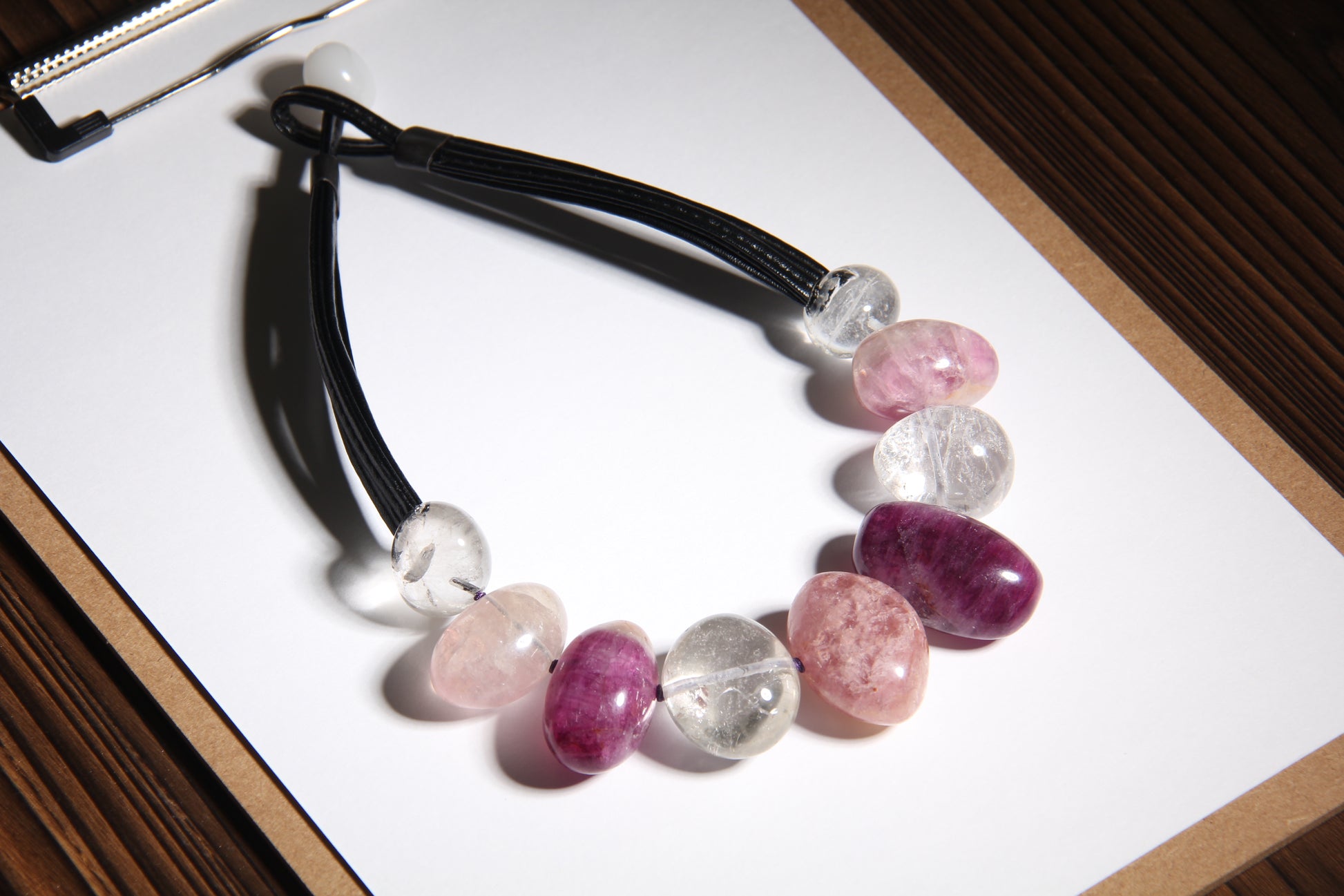 Chunky Crystal Necklace/Chunky Statement Necklace: purple fluorite, white crystal