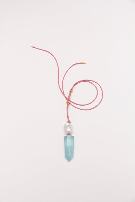 Pendant: aquamarine, pearl
