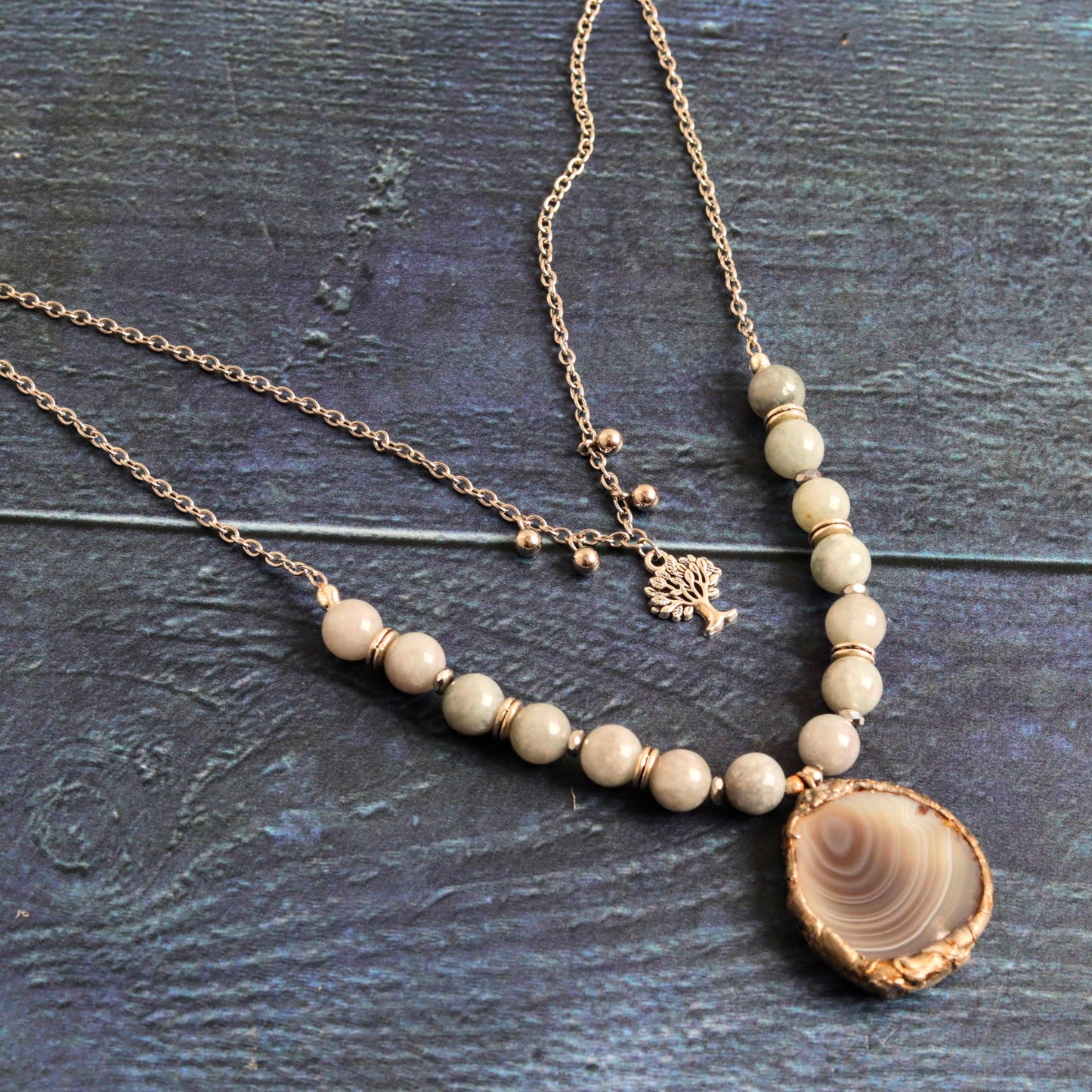 Earrings: pearls, quartz