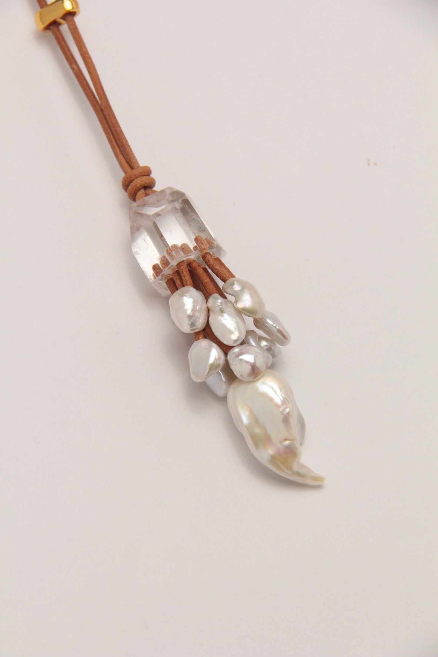 Pendant: quartz, pearls