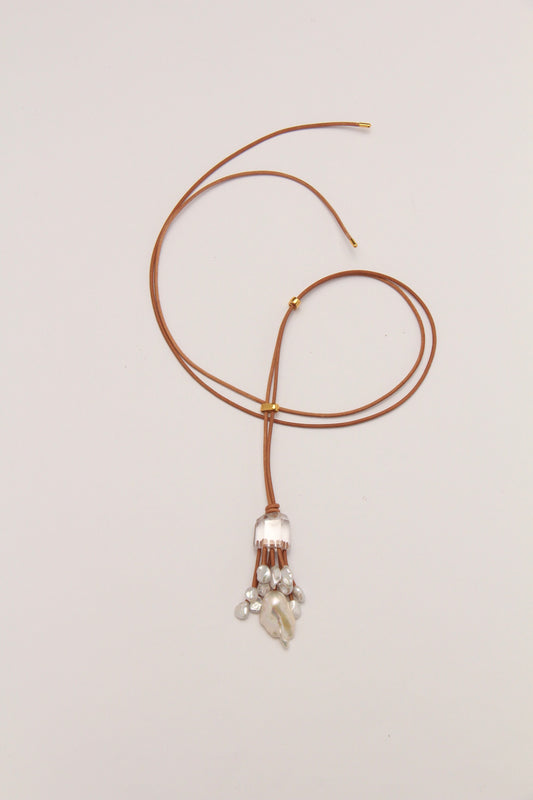 Pendant: quartz, pearls