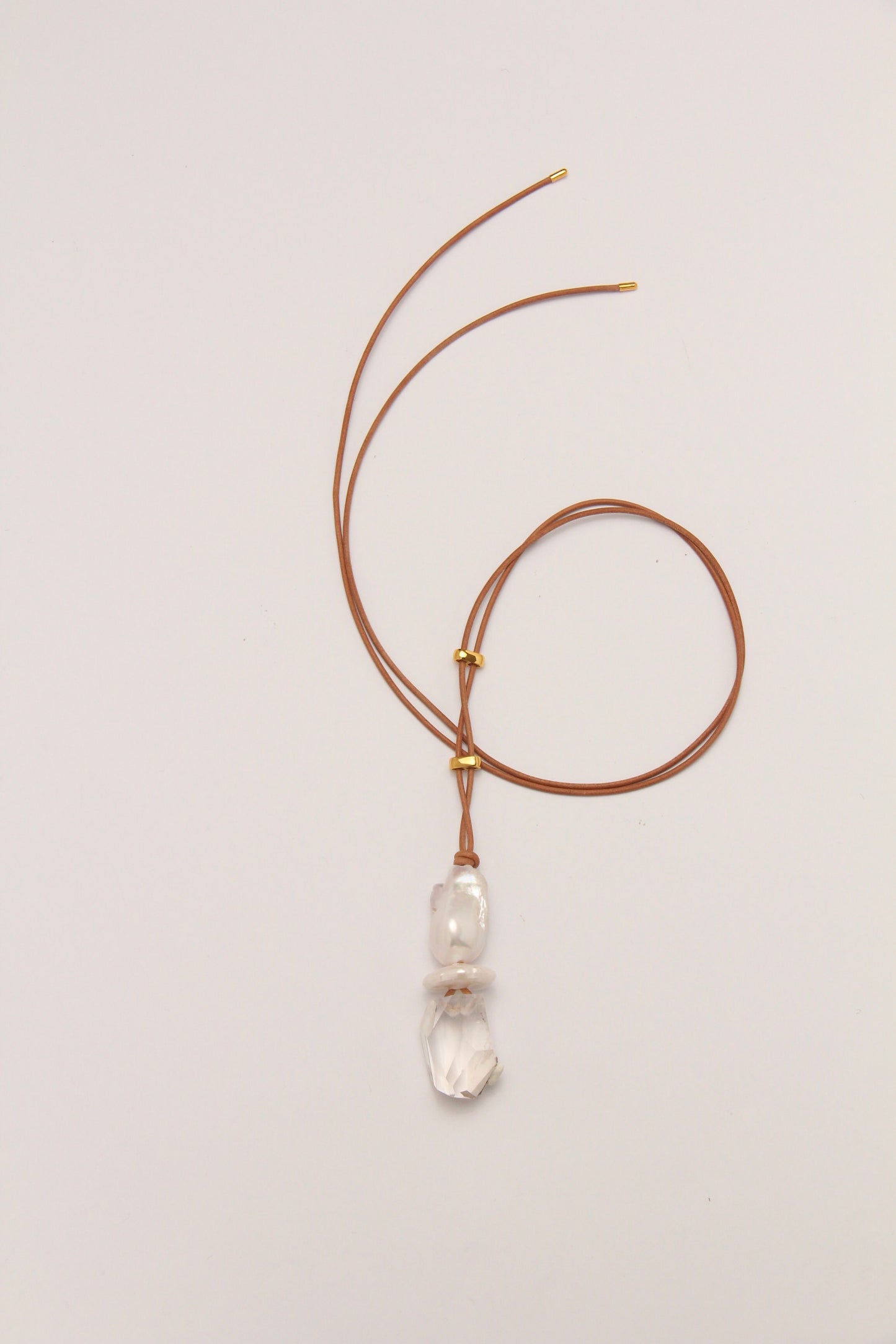 Pendant: quartz, pearls