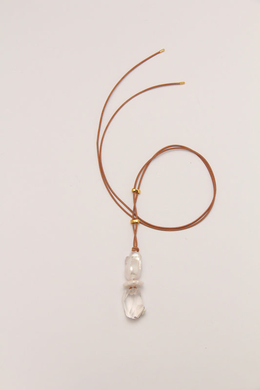 Pendant: quartz, pearls