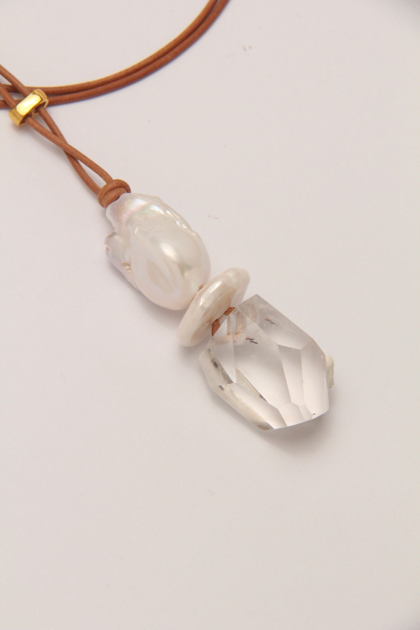 Pendant: quartz, pearls