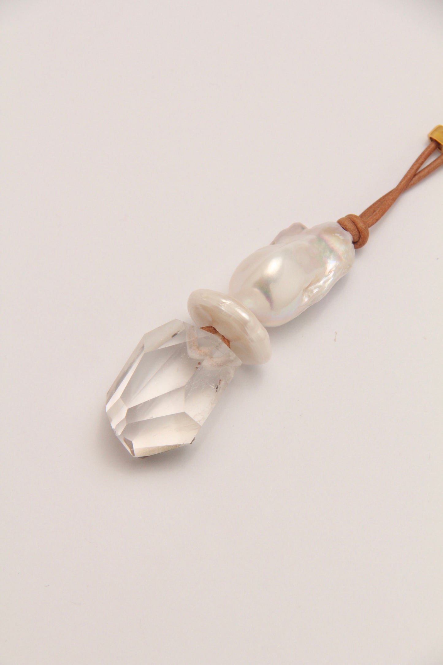 Pendant: quartz, pearls