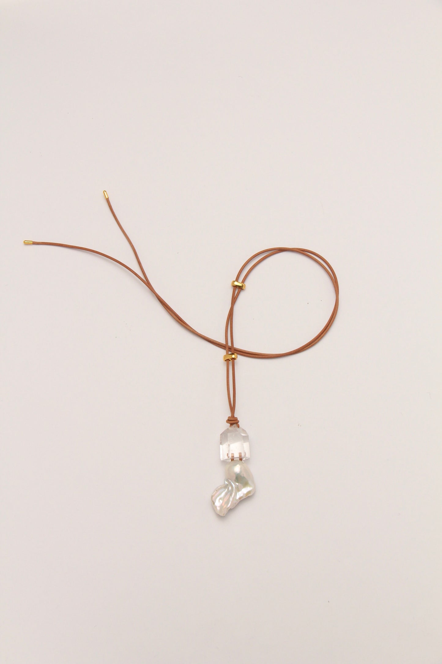 Pendant: quartz, pearls