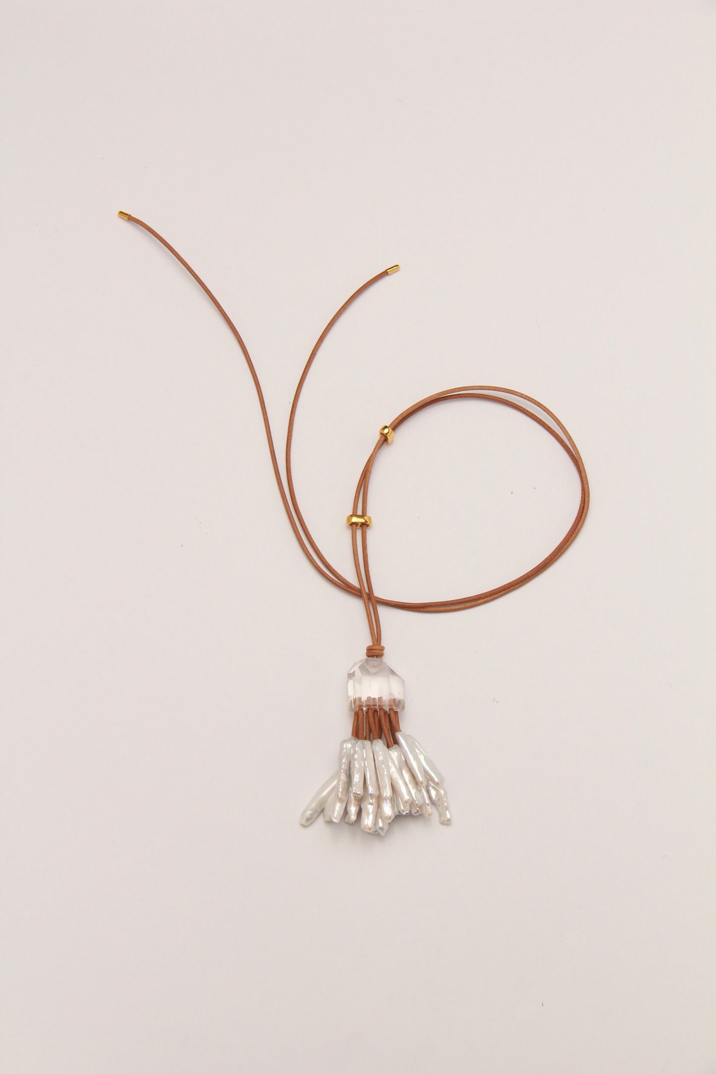 Pendant: quartz, pearls