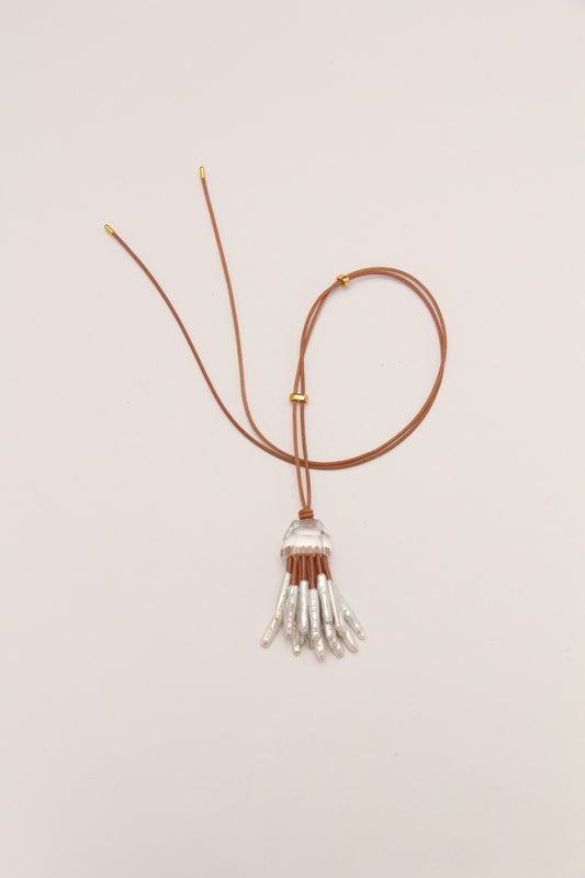 Pendant: quartz, pearls