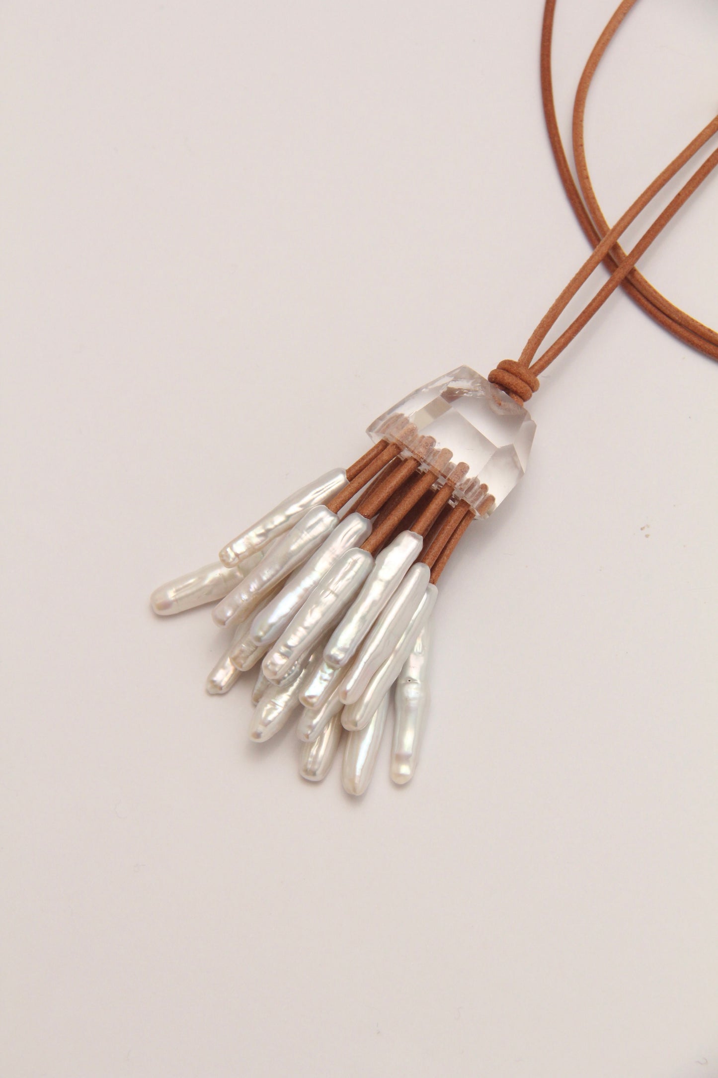 Pendant: quartz, pearls