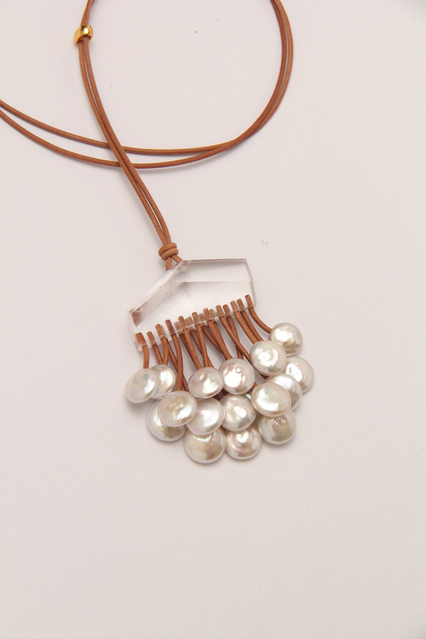 Pendant: quartz, pearls