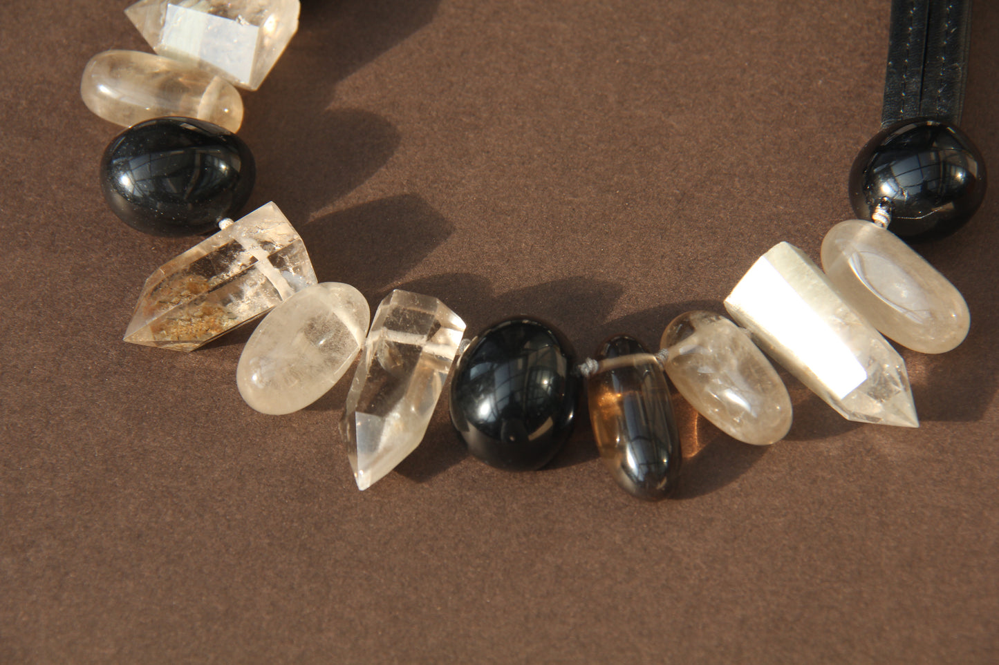 Chunky Crystal Necklace/Chunky Statement Necklace: phantom crystal, smoky quartz, obsidian