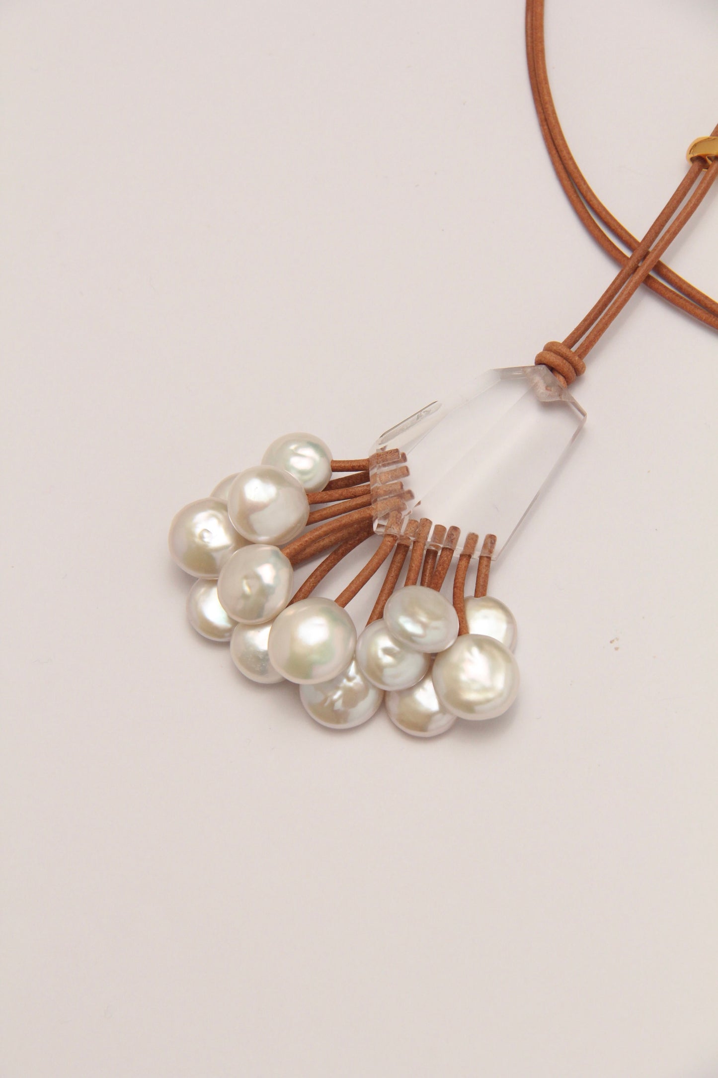Pendant: quartz, pearls