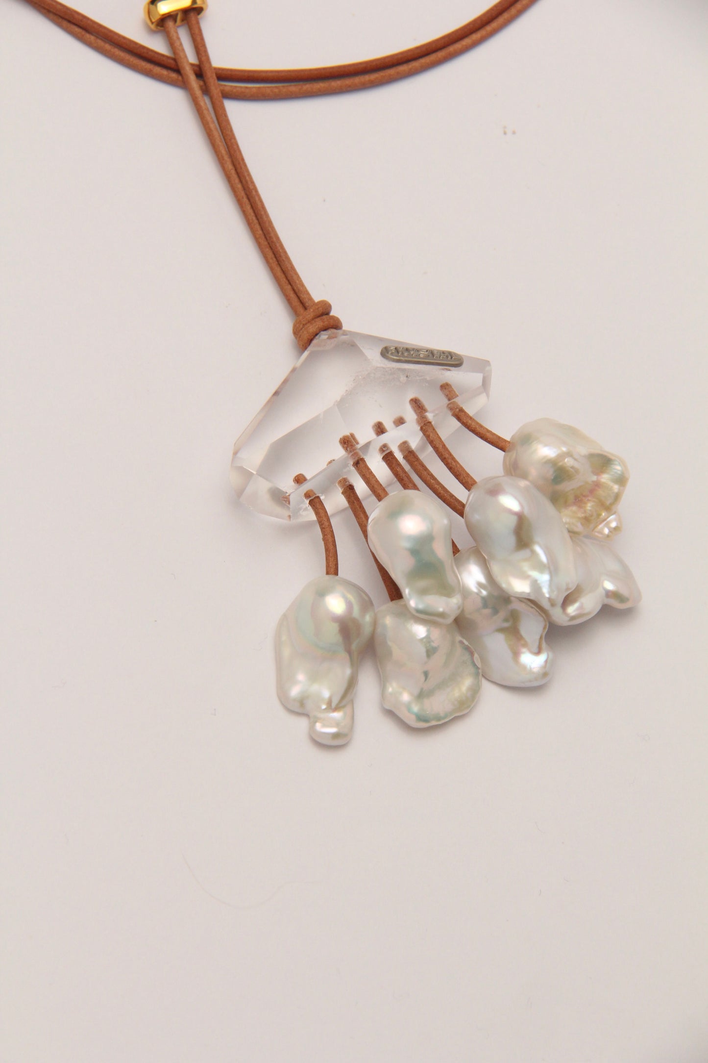 Pendant: quartz, pearls