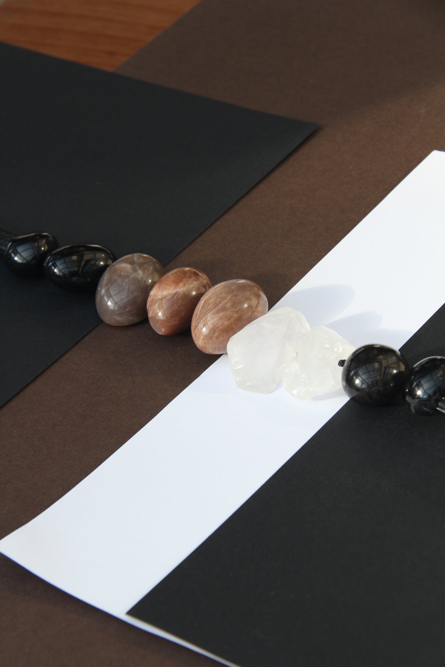 Chunky Crystal Necklace/Chunky Statement Necklace: sunstone, white crystal, obsidian