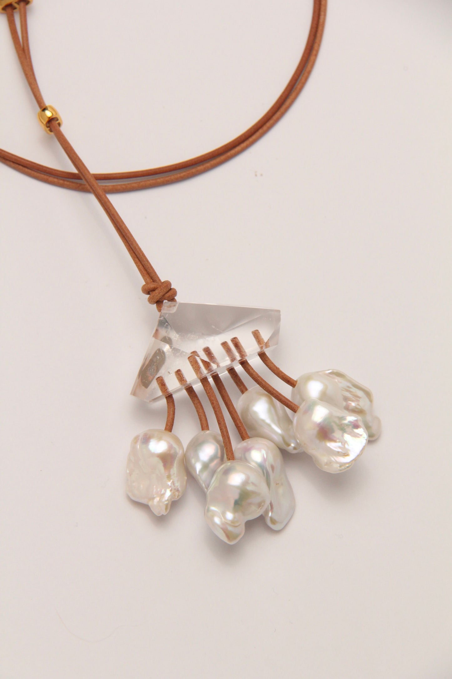Pendant: quartz, pearls