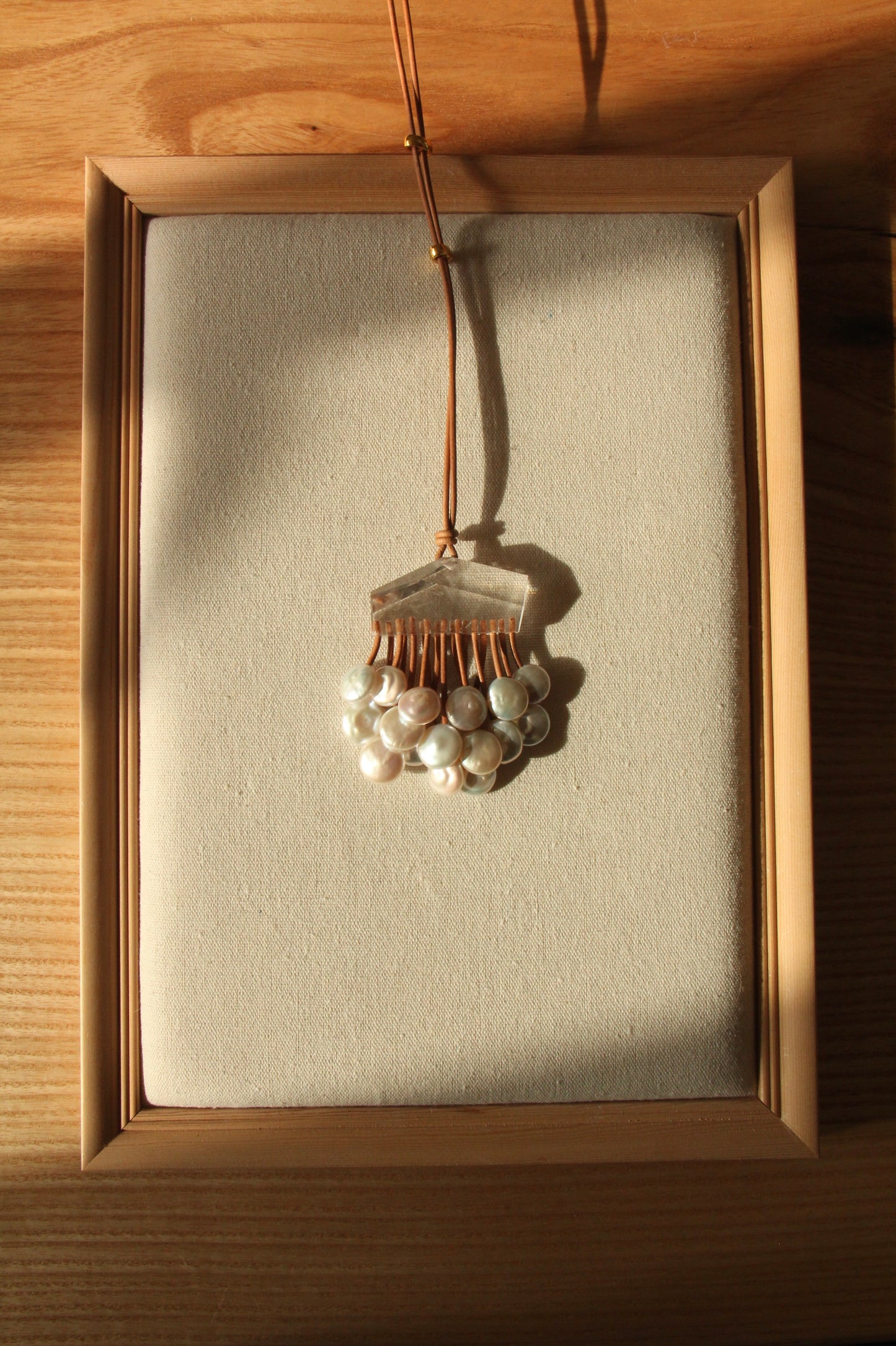 Pendant: quartz, pearls