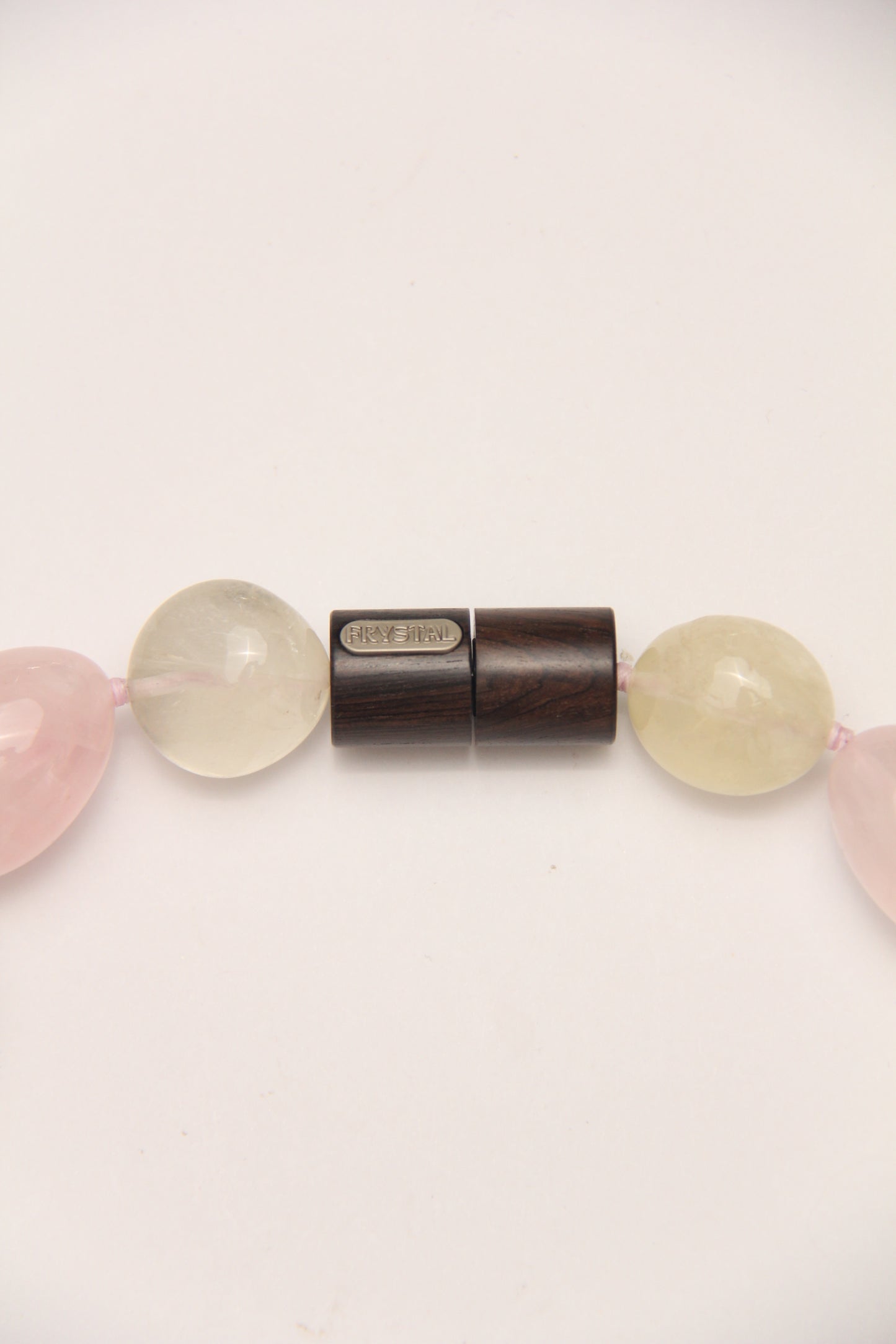 Necklace: pearls, citrine, rose quartz, quartz, ebony