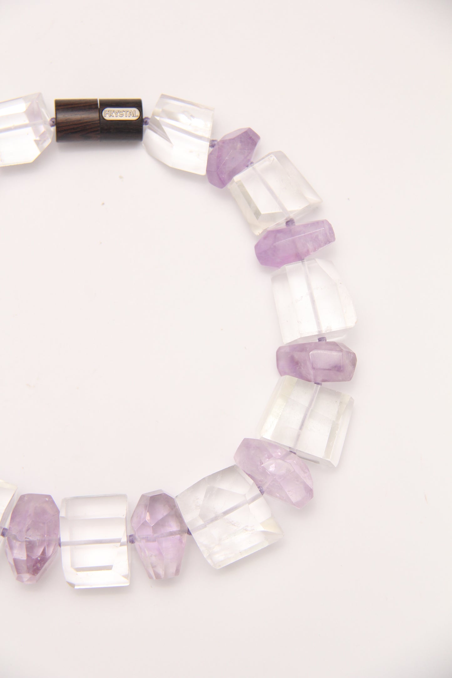 Necklace: quartz, amethyst, ebony