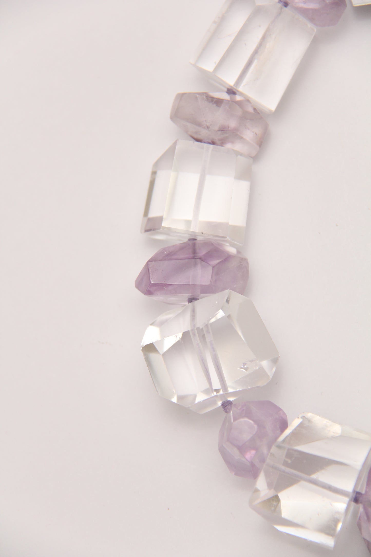 Necklace: quartz, amethyst, ebony