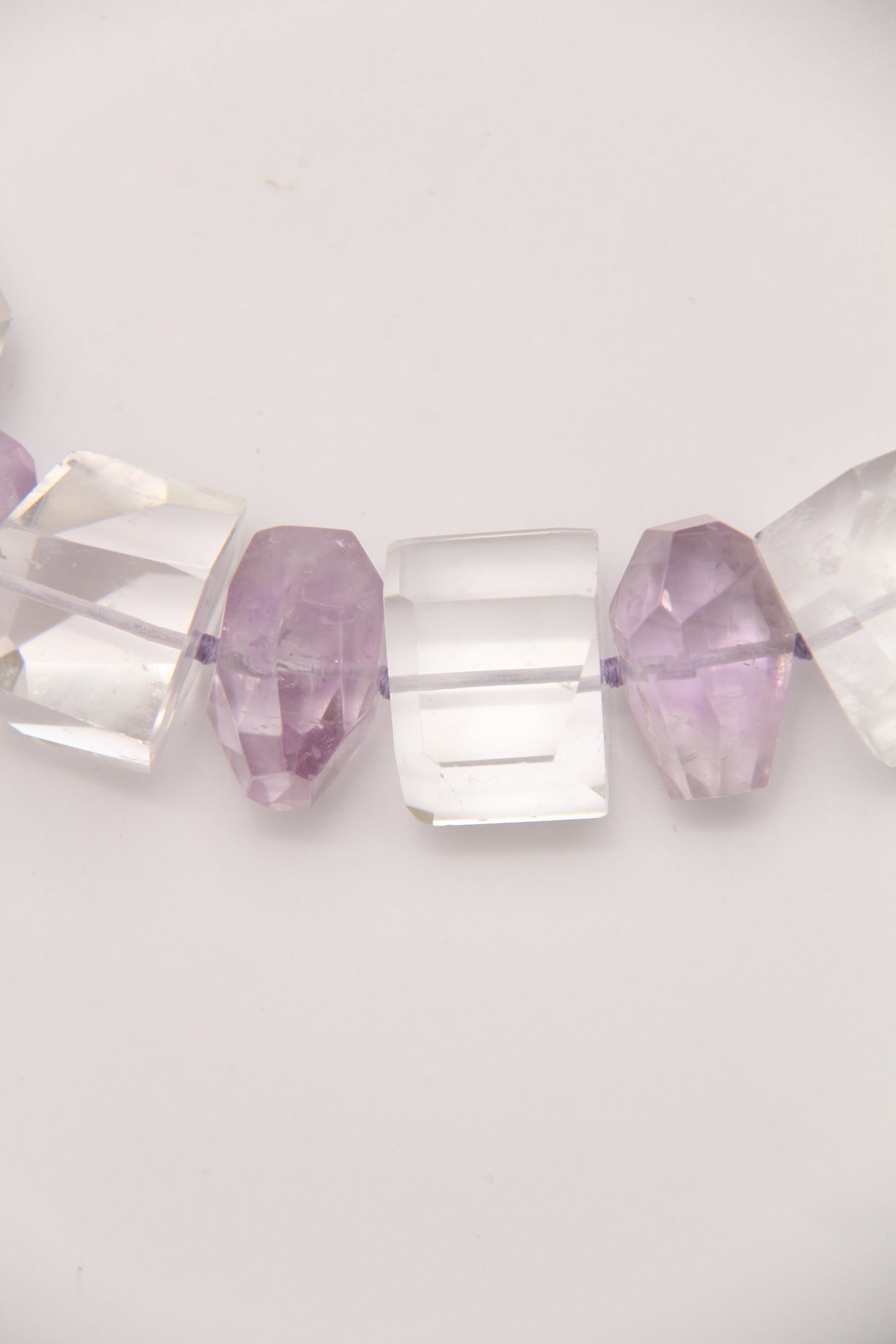 Necklace: quartz, amethyst, ebony