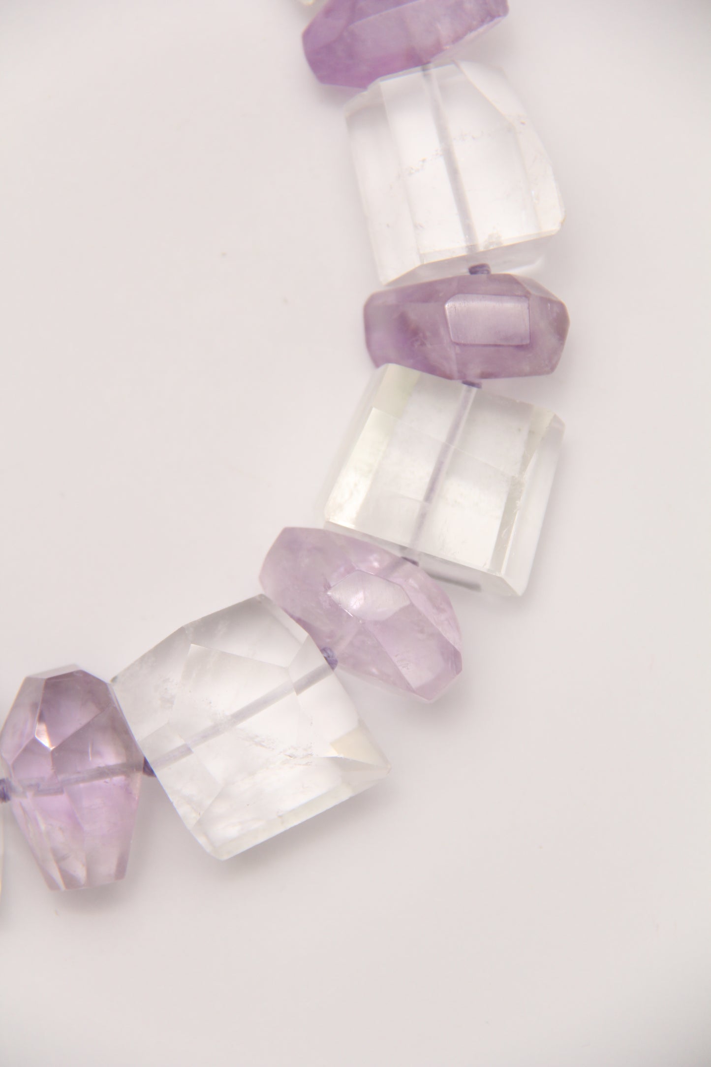 Necklace: quartz, amethyst, ebony