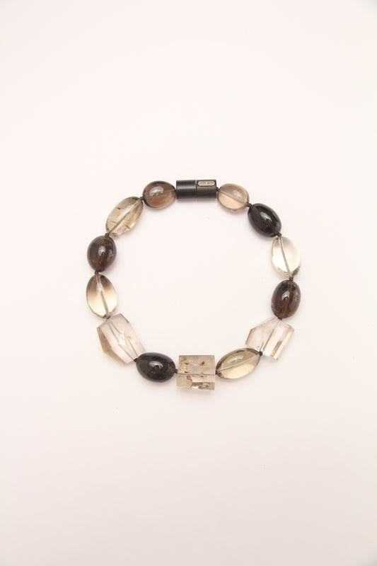 Pendant: smoky quartz, citrine, ebony