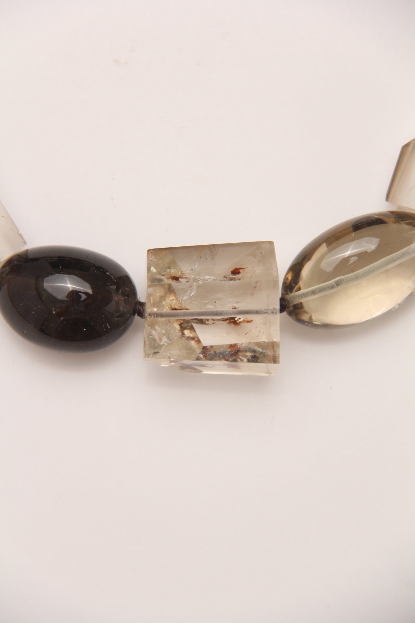 Pendant: smoky quartz, citrine, ebony