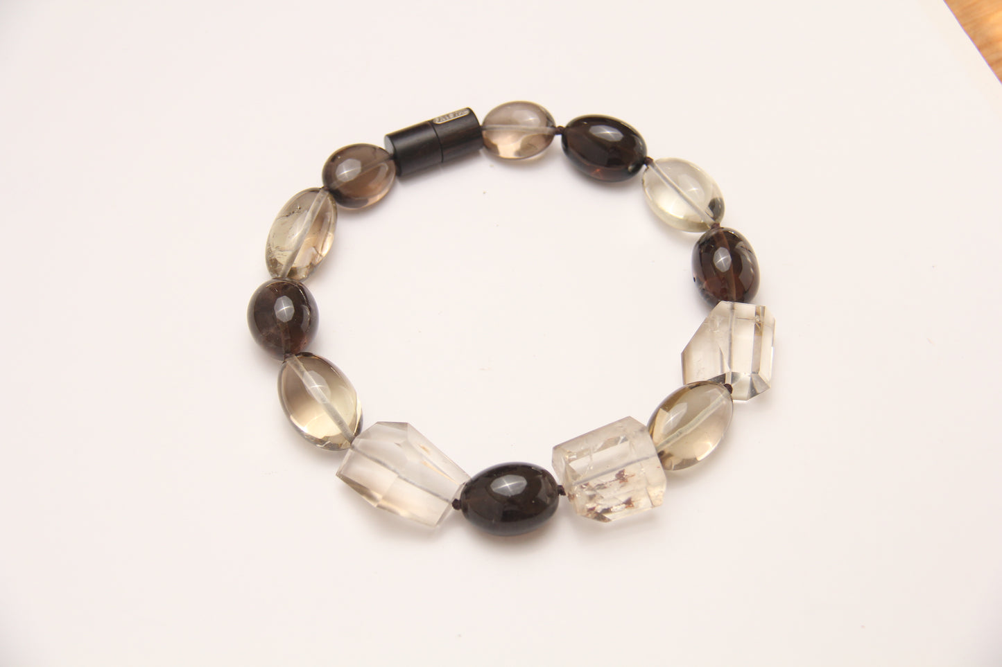 Pendant: smoky quartz, citrine, ebony