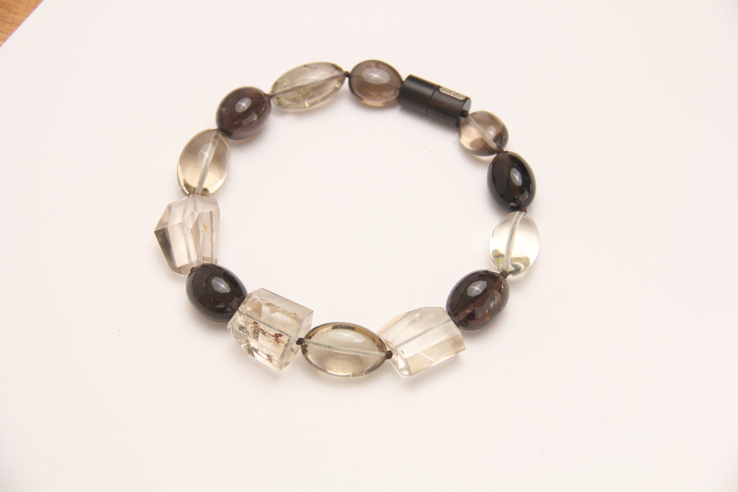 Pendant: smoky quartz, citrine, ebony