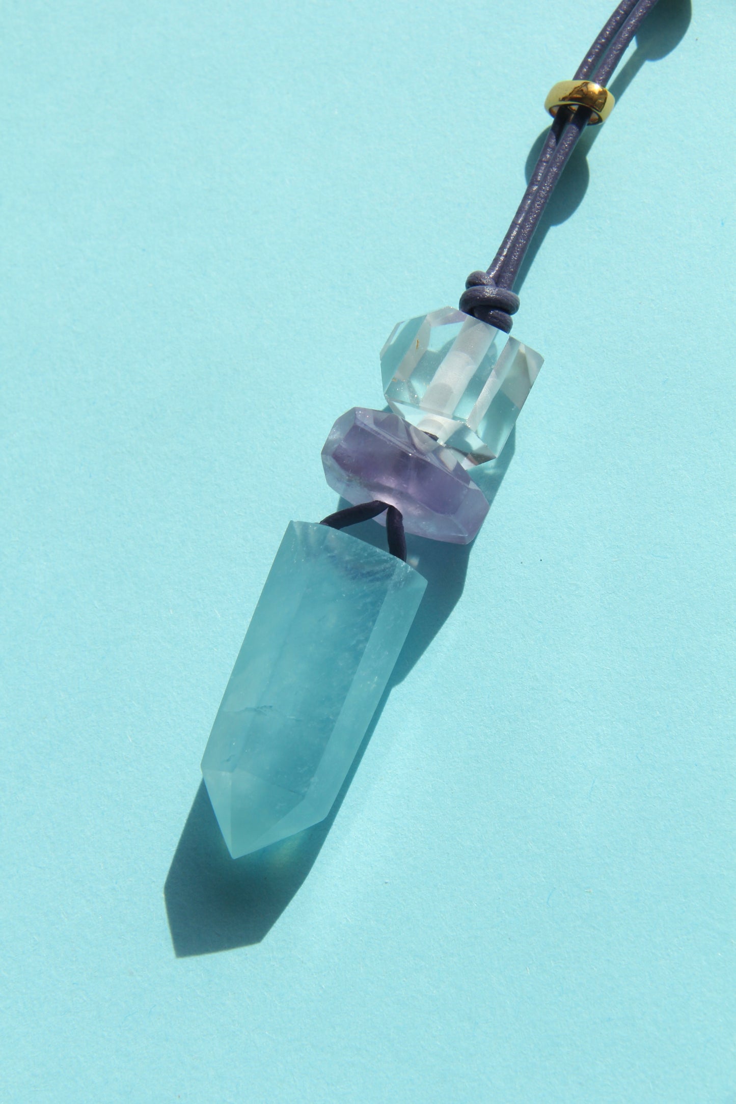 Pendant: quartz, amethyst, aquamarine