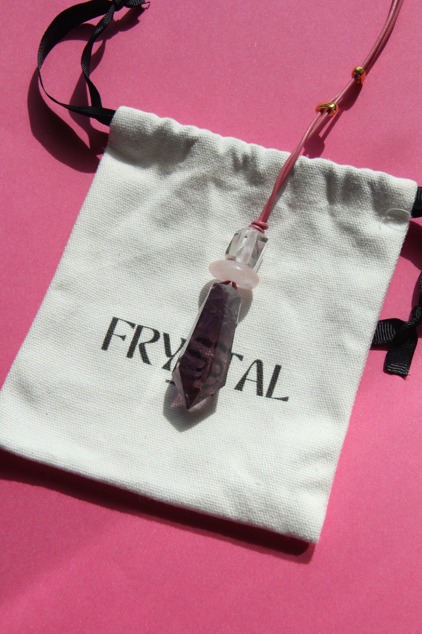 Pendant: quartz, morganite, amethyst