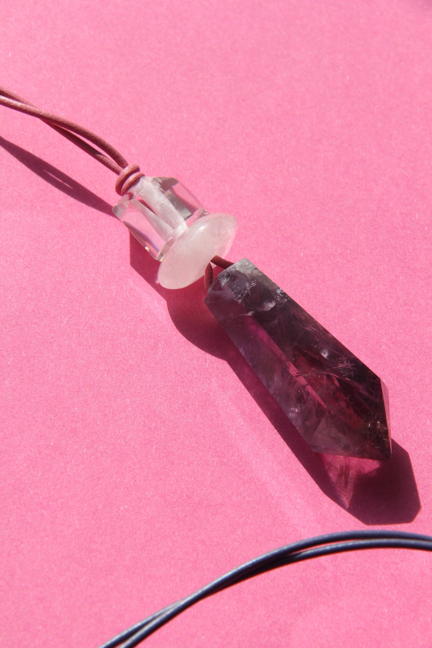 Pendant: quartz, morganite, amethyst