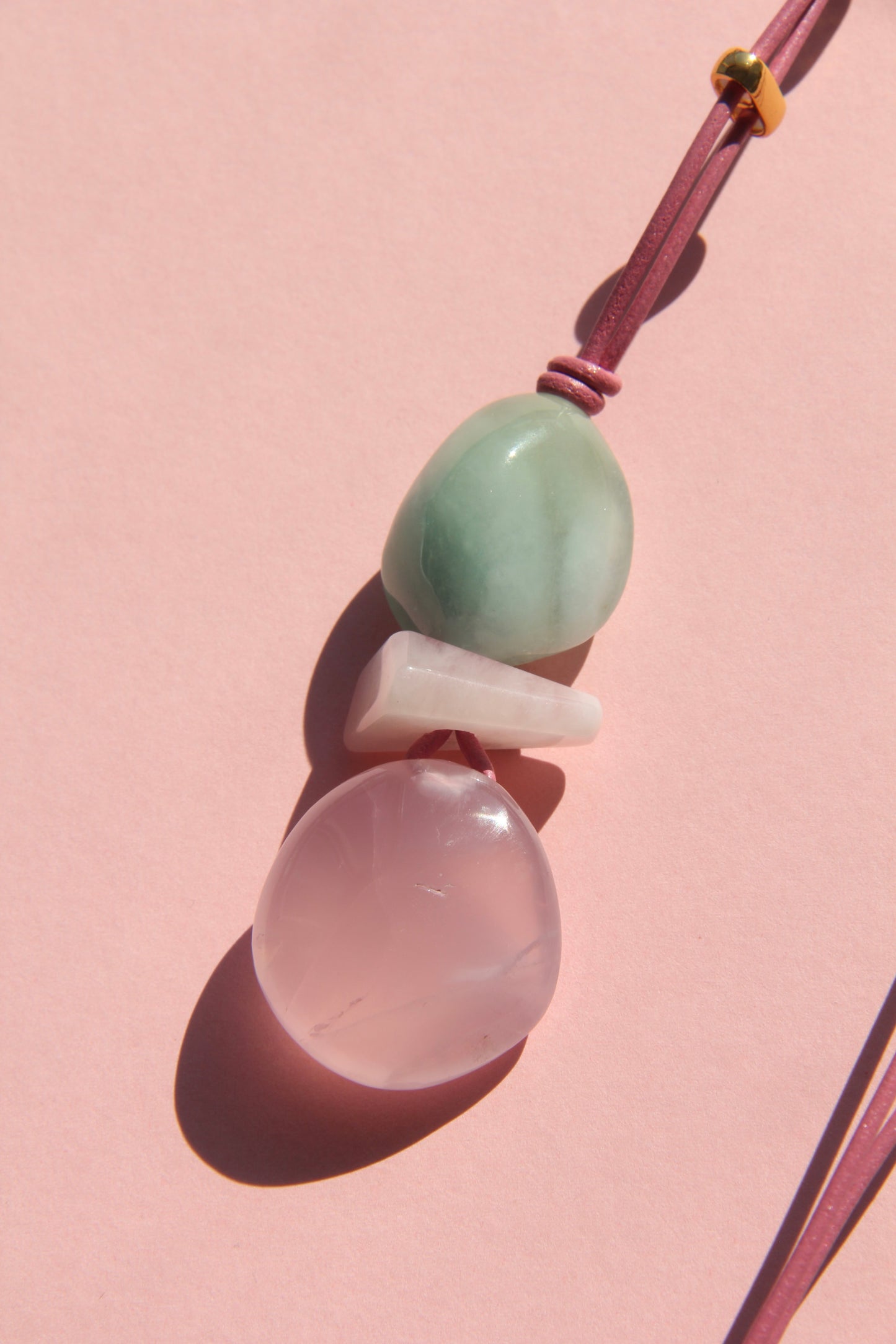 Pendant: morganite, rose quartz