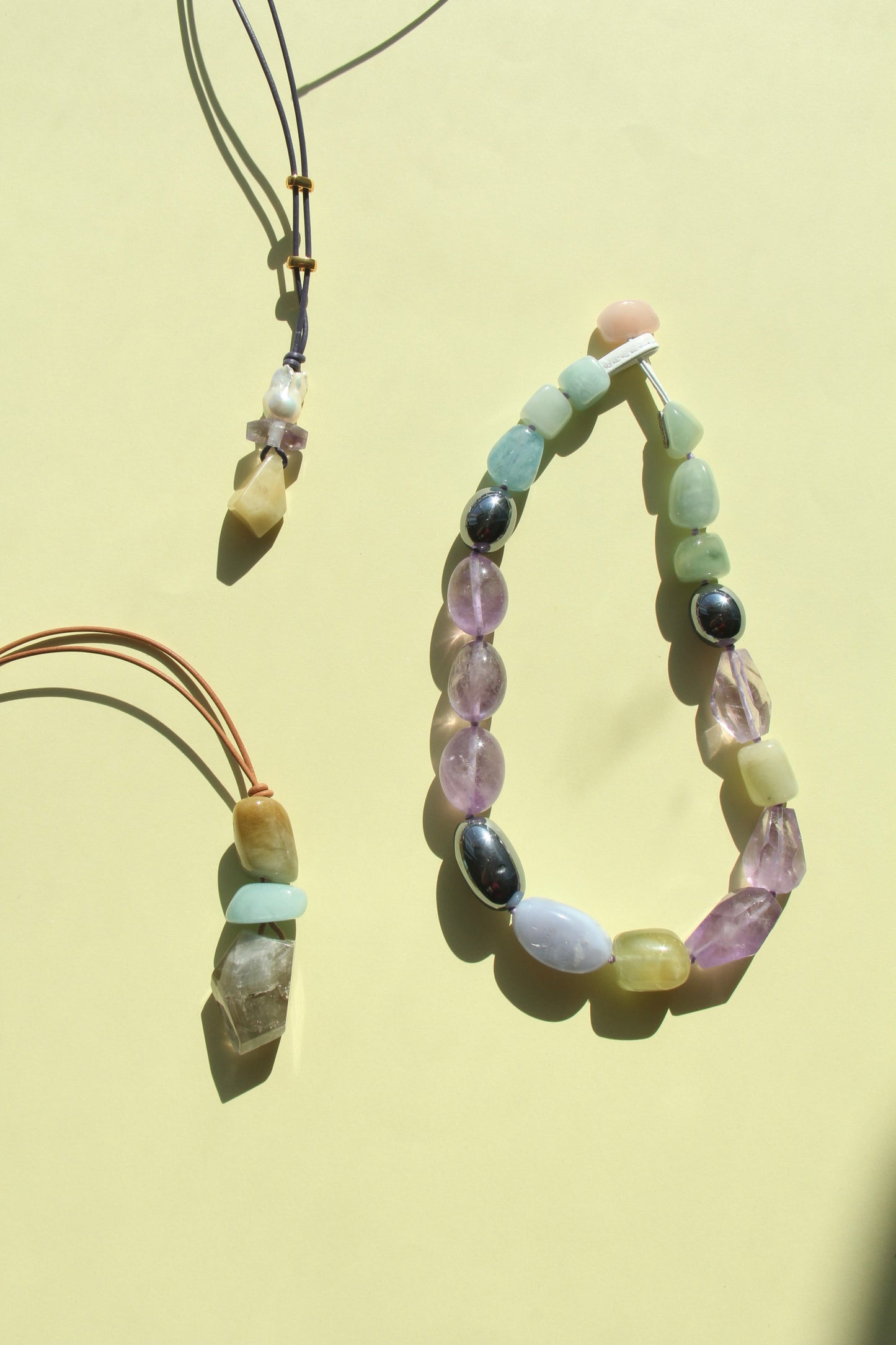 Pendant: pearl, amethyst, morganite