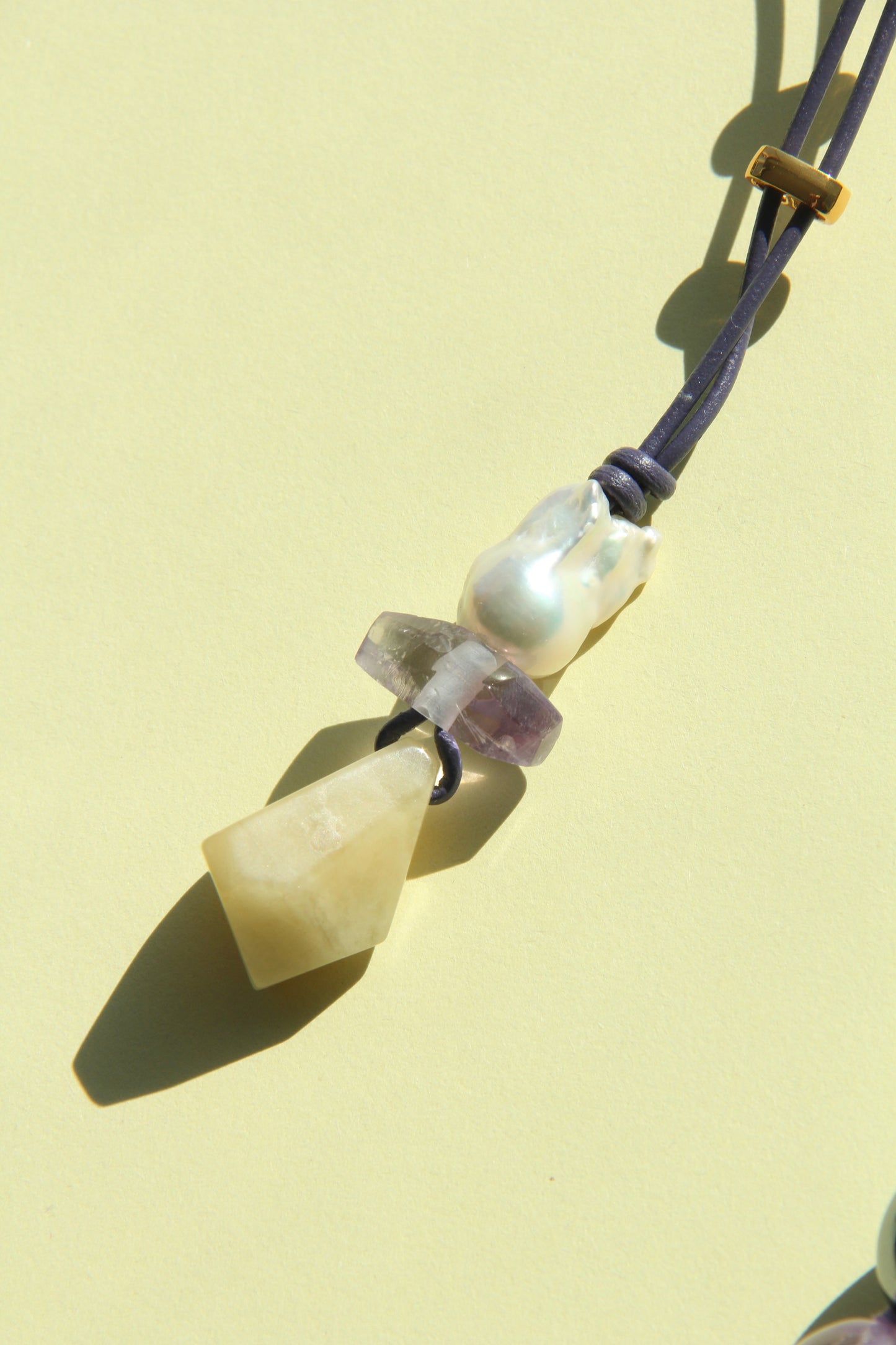 Pendant: pearl, amethyst, morganite