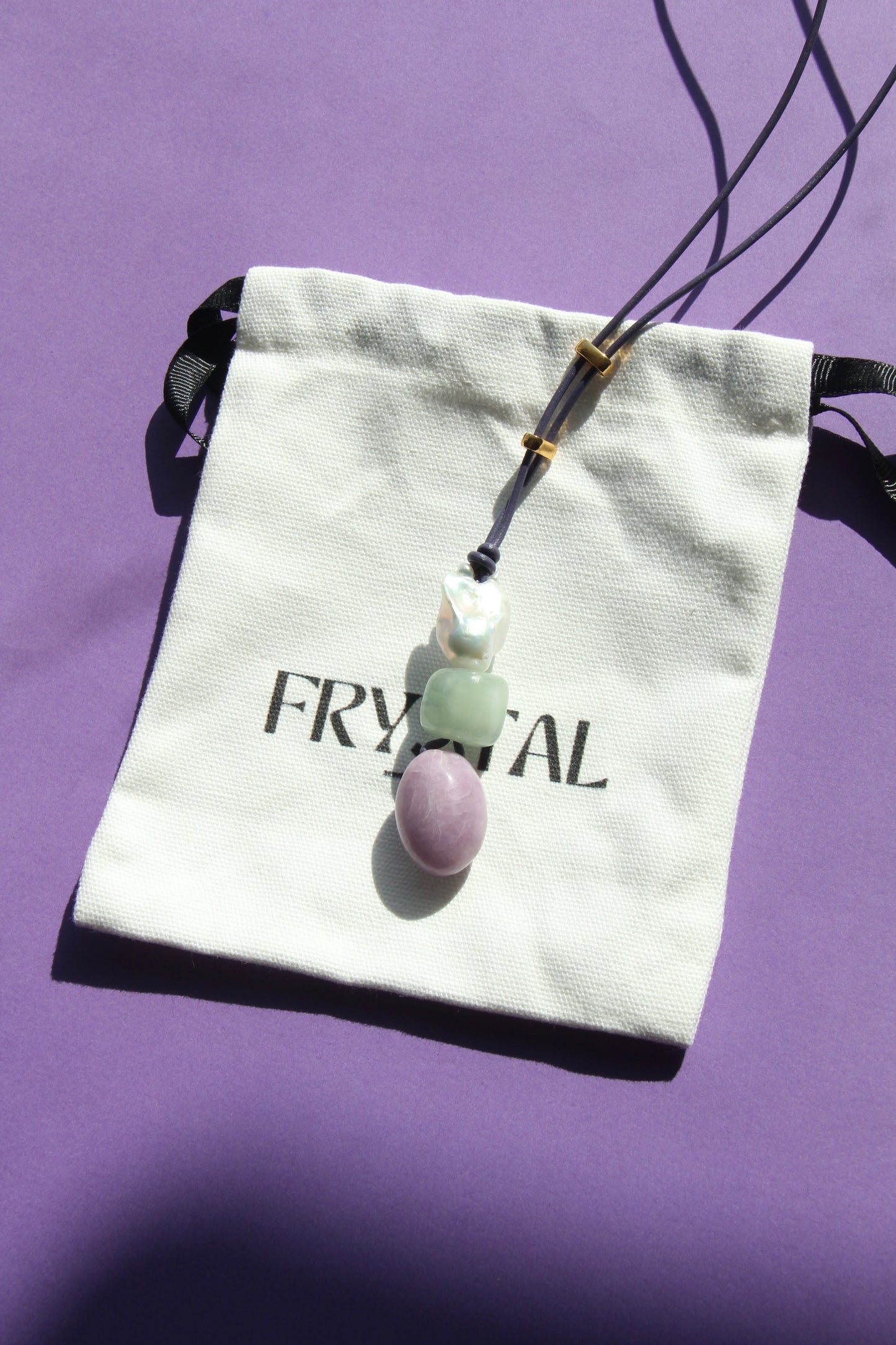 Pendant: pearl, morganite, lepidolite
